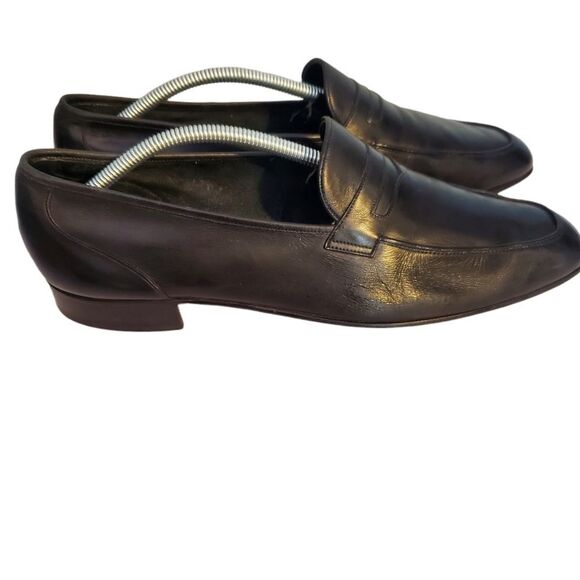 Bally Elite Black Soft Leather Apron Toe Penny Loafers 12 Narrow - Picture 3 of 8